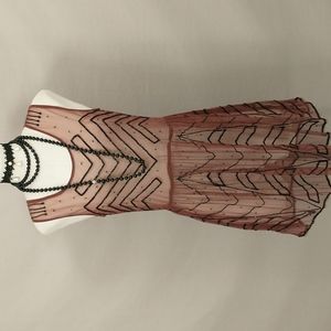 Gatsby Flapper Free People Beaded Mesh Sexy Tunic Sheer Black on Mauve Twenties